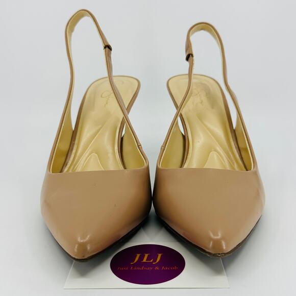 Jessica Simpson Womens Lallita Nude Pointed Toe Slingback Pump Heels Size 8 - Picture 2 of 12